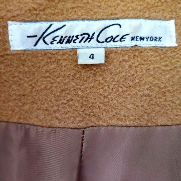 Used Kenneth Cole Camel Dress Coat sz 4 - Picture 2 of 11